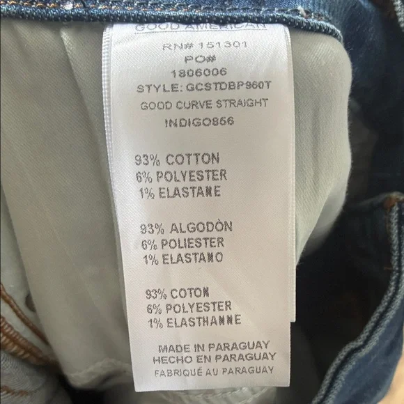 Good American Good Curve Straight Leg Super High Rise Blue Jeans Size 15 - Picture 12 of 12